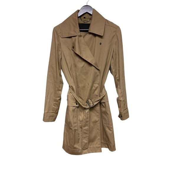 Belfast Jackets & Blazers - Belfast British Khaki Long Rain Trench 100% Cotton Women's Jacket Size Small